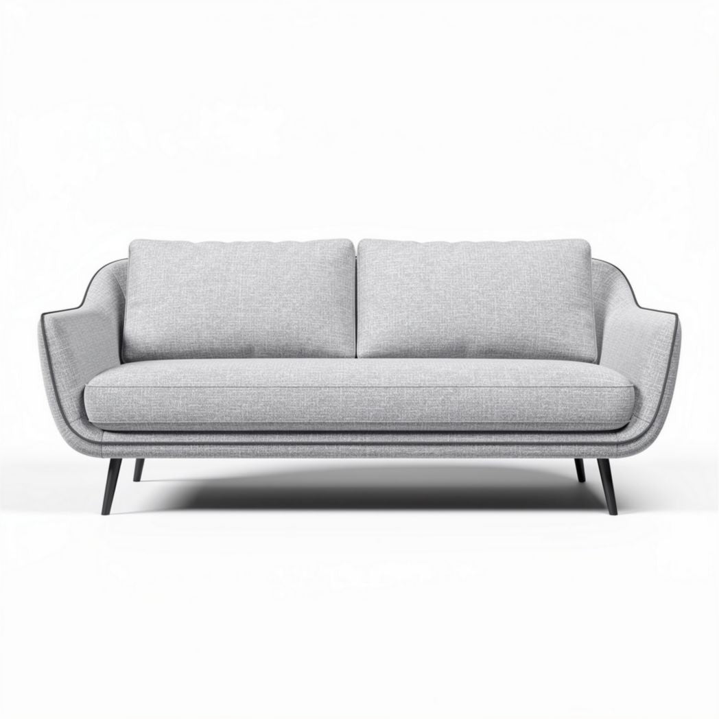 Gray upholstered sofa with a minimalist design for living room use