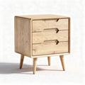 Wooden nightstand with three drawers natural finish 40 x 40 x 50cm