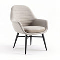 Modern upholstered accent chair in light gray fabric with black legs 65 x 70 x 85cm