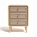 Modern nightstand with three drawers in beige and natural wood 45 x 40 x 60cm