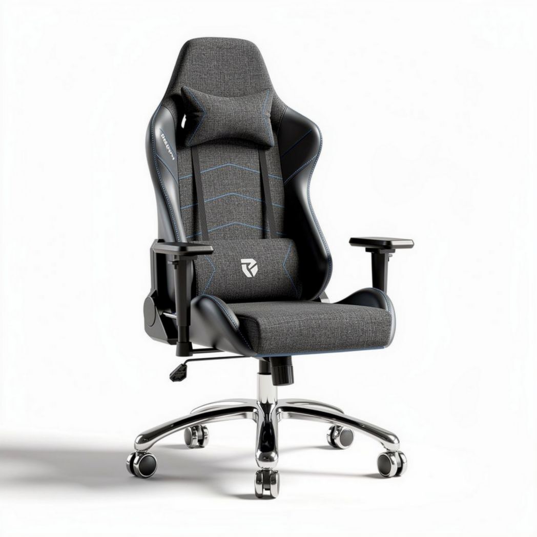Gaming chair with ergonomic design fabric upholstery and adjustable height