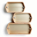 Wooden kitchen storage trays set of three in gold color 30 x 20 x 5cm