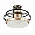Pendant ceiling light fixture with black metal and frosted glass design 30 x 30 x 25cm